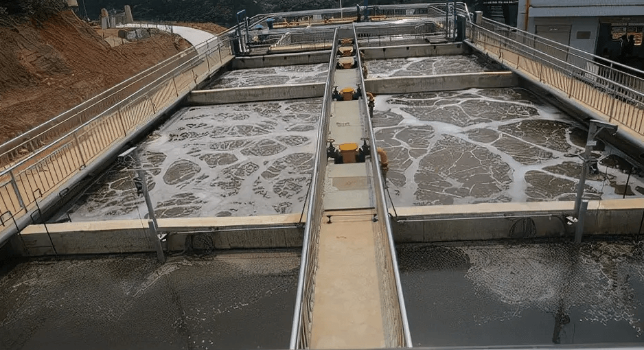 (圖:造紙廢水泡沫池)